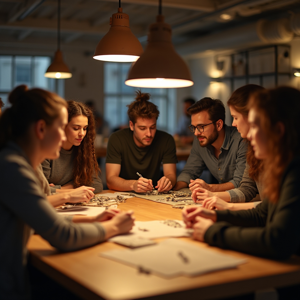 Skupinový workshop v makerspaci, účastníci pracují na projektech